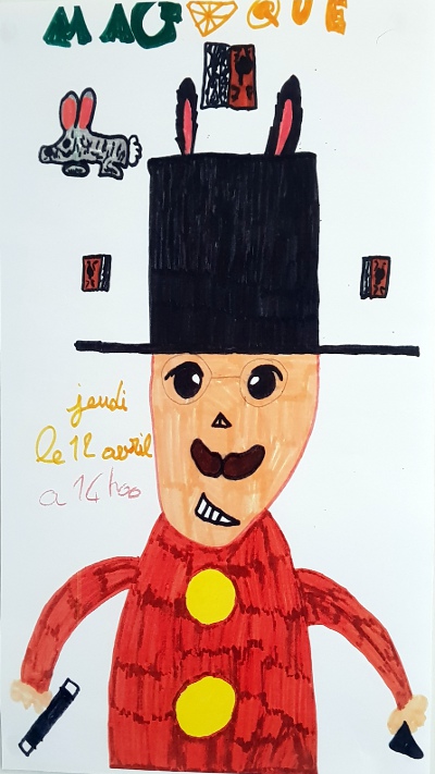 Ce dessin d'un élève de l'école élémentaire sur l'ile de noirmoutier représente le magicien